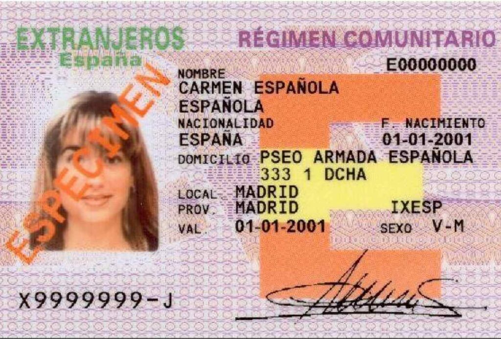 Image of Spanish Residencia Card