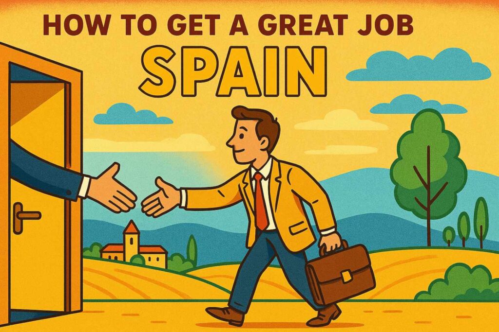 Man with Briefcase being welcomed to his new job in Spain